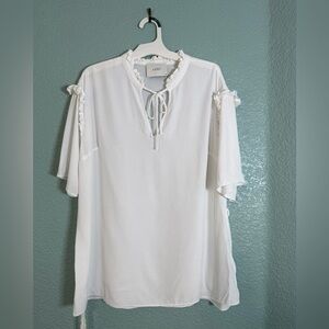 Just Female Ferry Blouse white Oversized Relaxed Fit Tie Back Top Size M